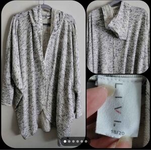 SIZE 18 20 LIVI cardigan oversized hooded cocoon style white black grey (B12)